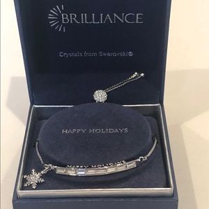 Happy Holidays Swarovski Crystal Silver Bracelet